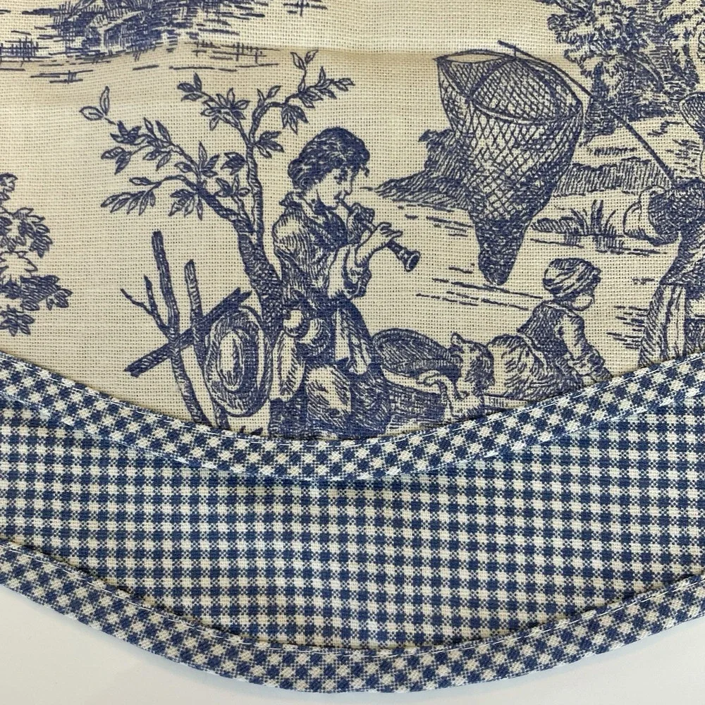 Waverly Charmed Life Fairfield Valance Blue Ivory Toile Gingham‎ 76x17 USA